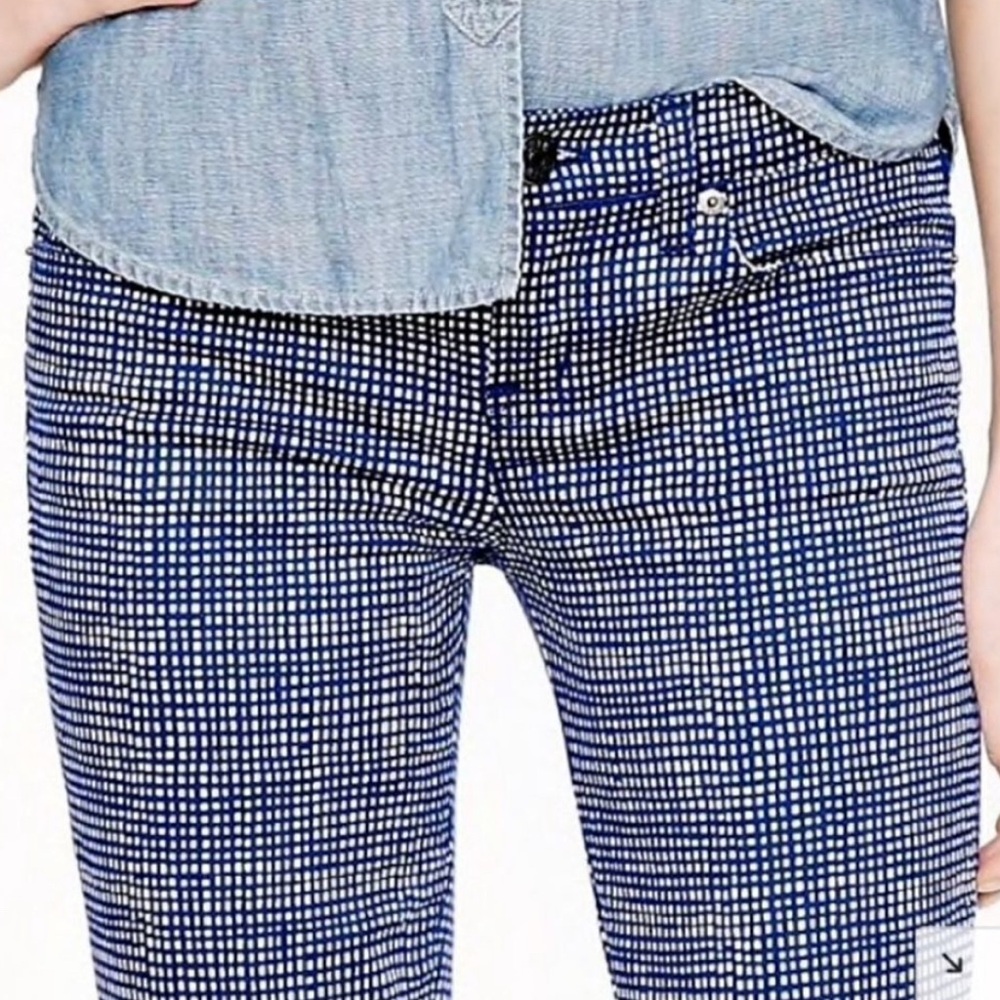 J. Crew Navy and White Basket Weave Pattern Pants 26